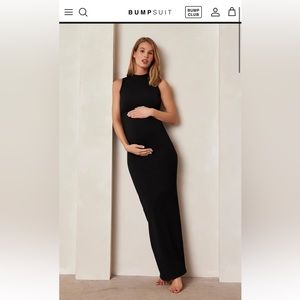 NWT size L Bumpsuit Sculpting Rib Mock Neck Maxi Dress